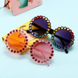 Lunettes de soleil rondes pour enfants, personnalisées avec logo, de luxe, pour filles, avec strass colorés, 2025 - Product Image 5