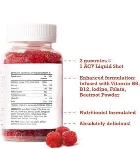 Gomitas de sidra de manzana <span class=keywords><strong>Lobel</strong></span> privado OEM con vitamina B12 ácido fólico ACV gomitas - Product Image 4