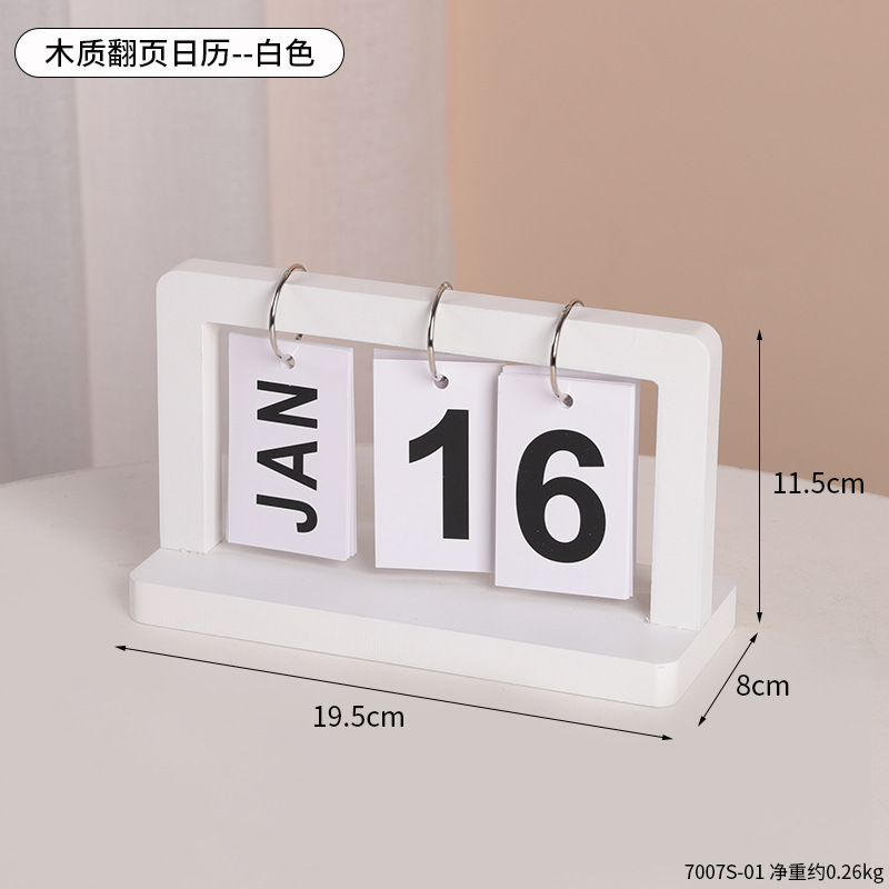 Calendrier à bascule en bois - Blanc