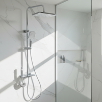Ensemble de douche moderne Repoll avec cartouche en laiton, en cuivre, pommeau de douche rectangulaire souple à jet pluie, installation murale