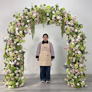 Arco Floral Circular Verde con Rosas para Entrada, Soporte para Arreglos Florales de Boda, Fondo de Arco Floral para Boda - Product Image 6