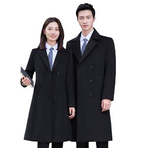 معطف صوف احترافي سميك بتصميم مخصص للرجال والنساء، بقصة ضيقة ومزدوج الصدر، مناسب كزي رسمي للاستقبال في الفنادق وللأعمال والتنقل اليومي - Product Image 4