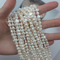 Collier de perles d'eau douce baroques blanches de 6-7 mm, perles polies des deux côtés pour la fabrication de bijoux, vente en gros