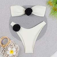 OEM ODM Faible MOQ Nouveau Maillot de Bain pour Femmes Couleur Unie Fleur 3D Bikini Grande Taille Maillot de Bain Mode Bikini de Plage