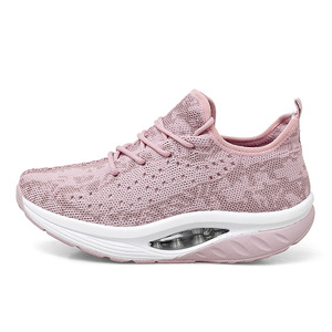 Chaussures de course et de marche pour femmes, style jogger, à plateforme rehaussante, avec coussin d'air, en tissu extensible et maille respirante, basses, pour l'été - Product Image 1