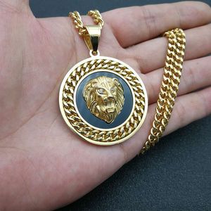 Yunnique – collier avec pendentif tête de Lion Hip Hop, chaîne en acier inoxydable plaqué or, bijoux à la mode unisexes - Product Image 5