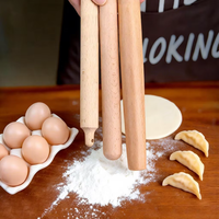 Rouleau à pâtisserie en bois écologique personnalisable avec échelle (25cm/30cm/40.5cm) et logo sur mesure pour la pâtisserie de pizzas, de gâteaux et de biscuits
