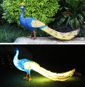 Scultura da Giardino Personalizzata a Grandezza Naturale, <span class=keywords><strong>Pavone</strong></span> Blu Luminoso in Resina Realistica Dipinta a Mano, Durevole e di Alta Qualità - Product Image 5