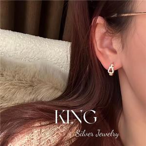King <b>Silver</b> Jewelry Horseshoe Buckle <b>Stud</b> Earrings S925 Sterling <b>Silver</b> Gold Plated Minimalist Luxury Style Everyday Wear - Product Image 2