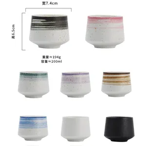 Custom Logo Glaze Hand Painted Ceramic Coffee Mug Retro Japanese Tea Cups 6.8 oz Handmade Ceramic Coffee Cup No Handle