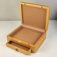 Boîte à chocolats en bois doré avec intérieur en cuir PU et doublure en microfibre, avec tiroir et couvercle magnétique, pour l'emballage de cadeaux de luxe pour le Ramadan et l'Aïd