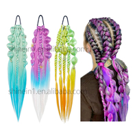 Vente en gros de tresses synthétiques pour enfants de 12 pouces, faites à la main, postiches colorés, extensions de cheveux tressés en crochet pour filles