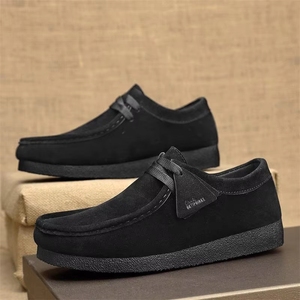 Chaussures en <span class=keywords><strong>cuir</strong></span> décontractées à semelle <span class=keywords><strong>souple</strong></span>, style rétro britannique, légères, antidérapantes, imperméables, bottes de travail épaisses pour hommes - Product Image 5