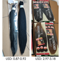 Cheveux synthétiques pré-étirés pour tressage facile, texture Yaki, colorés et personnalisables en gros