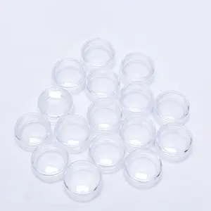 Caixa de plástico transparente para maquiagem, 50 pçs/set frasco de plástico transparente glitter armazenamento de frascos redondos maquiagem caixas de arte de unhas