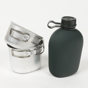 Contenedor de Alimentos Táctico de Aluminio para Acampar al Aire Libre, Taza de Aluminio para Beber Agua, Cantimplora de Agua, Juego de 3 Piezas - Product Image 2