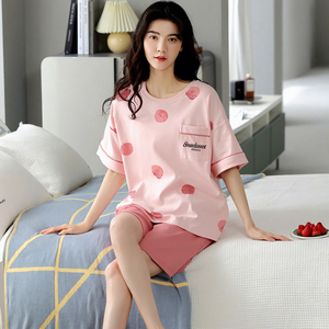 Factory Cheap Wholesale Women's Sleepwear Woman Cartoon Printed Pyjamas Polyester Lounge Lingerie Fashionable Girl Pajamas Set - Product Image 1