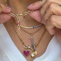 Fermoir mousqueton ovale plaqué or avec pavé de zircons cubiques et double boucle, à verrouillage par vis, pour la fabrication de bijoux