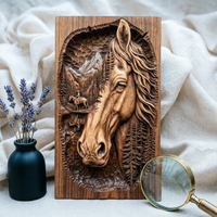 Plaque murale en bois sculptée à la main Tête de cheval, Art mural en relief style Western Montagne Forêt, Décoration de cabane et de maison, Cadeau