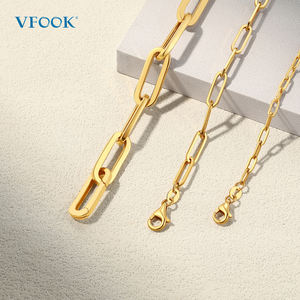 VFOOK, accesorios de joyería, <span class=keywords><strong>clip</strong></span> de papel en forma de rectángulo, Conector de oro Real de 10K y 14K, cierre de empuje de diamante personalizado para accesorios de joyería - Product Image 2