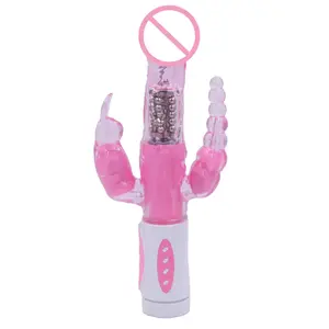 厂家价格女性性玩具振动器兔子振动器旋转功能三头阴道振动器