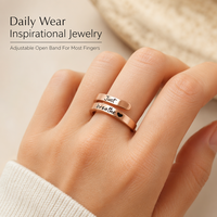 Anillo Ajustable Personalizado con Grabado, Anillo Apilable de Acero Inoxidable con Mensaje Inspirador para Regalo de Amistad o Aniversario
