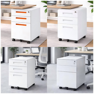 Mobile in Acciaio con <span class=keywords><strong>3</strong></span> Cassetti, Armadietto Portadocumenti Sotto Scrivania con Serratura e Ruote - Product Image 4