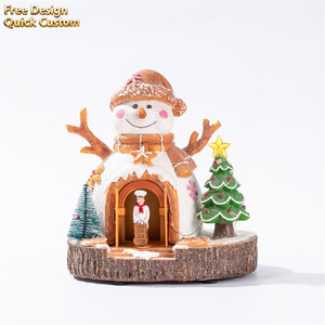 Aldea Navideña 2026 de Resina con Muñeco de Nieve y Chef en Movimiento, Luz LED, Decoración Navideña para <span class=keywords><strong>el</strong></span> Hogar - Product Image 1