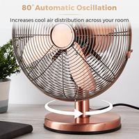 220V rétro Cooper couleur silencieux ventilateur de bureau électrique 10 pouces Mini ventilateur de refroidissement par air contrôle mécanique pour une utilisation en hôtel