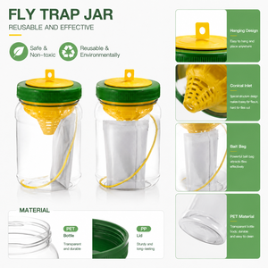 Piège à mouches réutilisable en plastique – Contrôle physique des insectes – Piège à mouches à fruits résistant à l'humidité pour la maison, le jardin et la ferme - Product Image 5