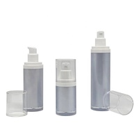 Botella de Vacío Acrílica de Pared Gruesa Azul Grisácea de 15/30/50 ml con Tapa Corona y Serigrafía para Loción, Mascarilla Facial, Sérum para el Cuidado de la Piel