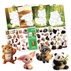 Livre de <span class=keywords><strong>puzzle</strong></span> à coller 3D géométrique personnalisé OEM DIY avec <span class=keywords><strong>animaux</strong></span> <span class=keywords><strong>sauvages</strong></span>, Panda, Tigre, jouets éducatifs pour l'apprentissage précoce des enfants, vente en gros - Product Image 1