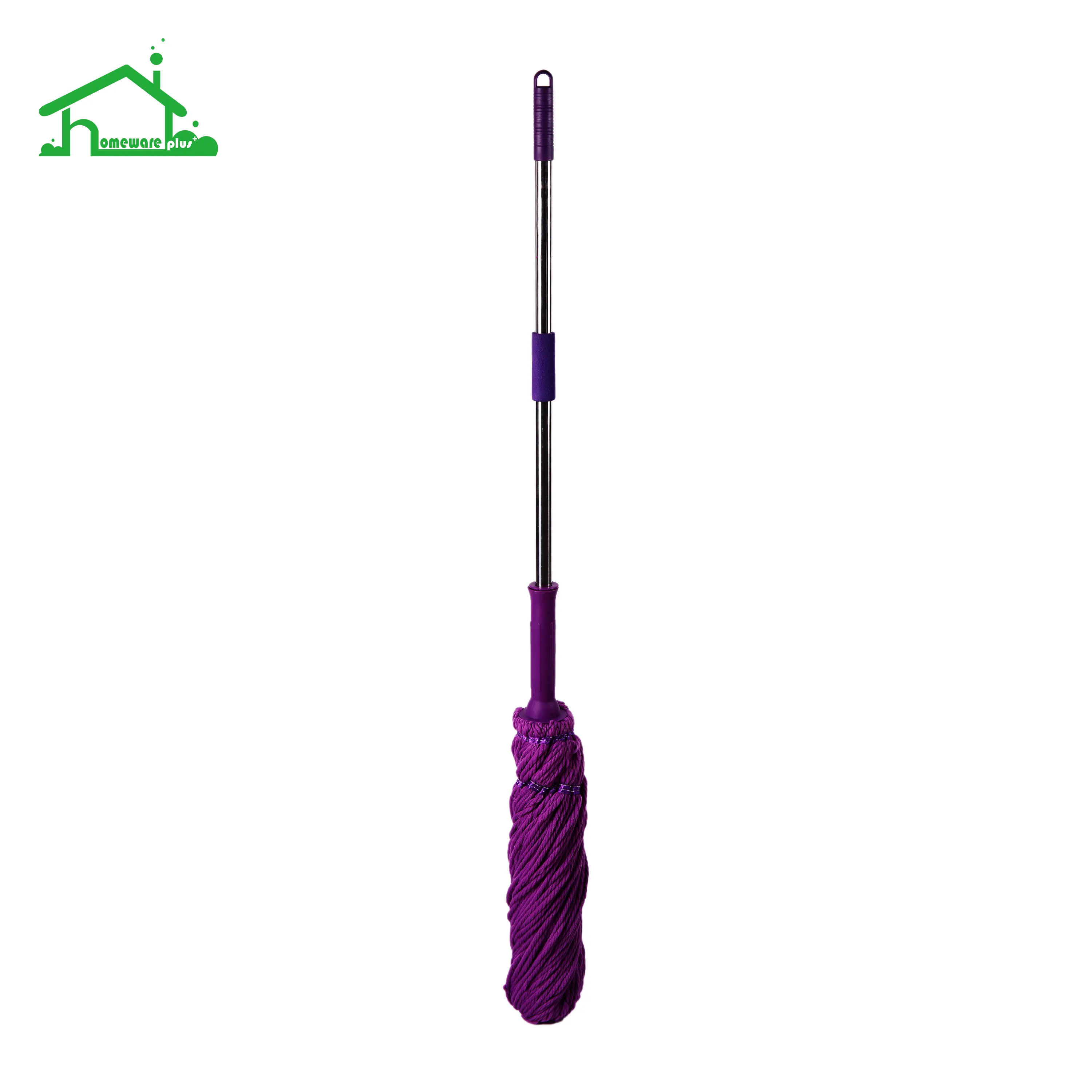 Cleaning microfiber twist floor mop with stainless steel handle violet easy cleaning