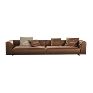 AOMISI CASA luxury designer couch 3 seater leather couches nordic modern brown sofa designs manufacturers for drawing room