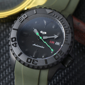 Montre mécanique NH35 avec logo personnalisé de 42 mm, montres noires <span class=keywords><strong>SKX009</strong></span> pour hommes, mouvement automatique de luxe, cadran NH36, étanche, cristal saphir - Product Image 6