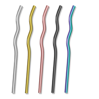 Pailles en métal réutilisables ondulées en acier inoxydable pour boissons, accessoire de bar, pailles torsadées pour boissons