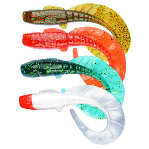 Cebo grande de gusano de cola rizada en forma de abanico de 11cm y 13G, gusano de PVC suave para pesca de lubina Bluegill - Product Image 1