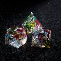 Ensemble de dés DND en résine à bords tranchants, faits à la main, OEM, 7 pièces, dés polyédriques arc-en-ciel irisés pour les jeux de rôle Dungeons & Dragons