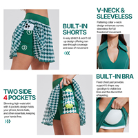 Conjunto de Falda de Tenis Personalizada para Mujer, 2 Piezas, Top Corto y Falda Plisada, Bloques de Color, Ajuste Delgado, Cintura Elástica, Secado Rápido, para Pickleball y Golf