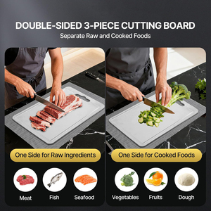 Custom Pure <span class=keywords><strong>Titanium</strong></span> Snijplank 3 Delige Set Gemakkelijk Schoon Te Maken Krasbestendig Dubbelzijdig Hakblok Met Sapgroef - Product Image 5