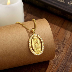 Collar de Joyería Católica Espiritual con Colgante de Nuestra Señora de Guadalupe Chapado en <span class=keywords><strong>Oro</strong></span> de <span class=keywords><strong>24K</strong></span> al por Mayor para Mujer - Product Image 4