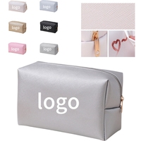 Trousse de Maquillage Minimaliste en PU avec Logo Personnalisé, Imperméable, Portable, Sac Cosmétique de Voyage, Cadeau Promotionnel, Pochette de Toilette