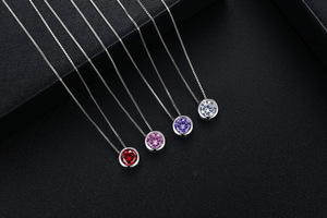 Clásico permanente 2ct solitario corazones y flechas ronda CZ colgante collar - Product Image 5