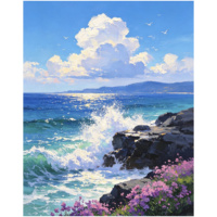 Kits de peinture diamant DIY Coastsline, personnalisés, faits main, avec diamants carrés en résine, motif paysage