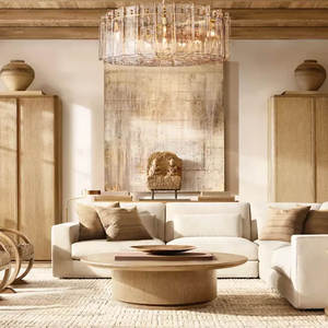 37" Round Clear Solid Glass Chandelier Living Room Dining Room Luxury <b>Post</b>-modern Big Chandelier - Product Image 3