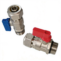 Kit de vanne à boisseau sphérique manuelle DD1038 pour l'eau, personnalisable OEM, raccord BSP 1/2" mâle x extrémité à compression, poignée courte