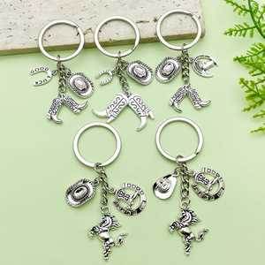 Wholesale Western Cowboy Keychain Silver Zinc Alloy Horseshoe Boots Hat Metal <b>Keyring</b> for Promotional Gift - Product Image 2