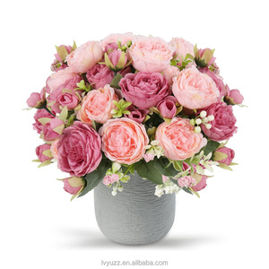 Flores Artificiales al por Mayor, Ramo de Peonías de Seda de 5 Cabezas, Multicolor, Centro de Mesa para Decoración de Bodas y Suministros - Product Image 6