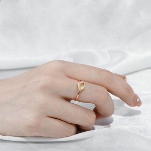 Anillo de Plata de Ley 925 Chapado en Oro de 14K con Engaste de Bisel Hecho a Mano, con Piedra Preciosa de Moda, Diamante, Jade, Cristal Rubio, Anillo de la Suerte - Product Image 4