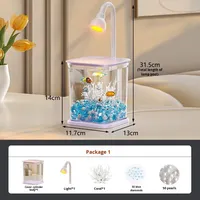 Aquarium de bureau rectangulaire mini LED moderne, éclairage ultra-clair, écologique, accessoire d'aquarium en acrylique